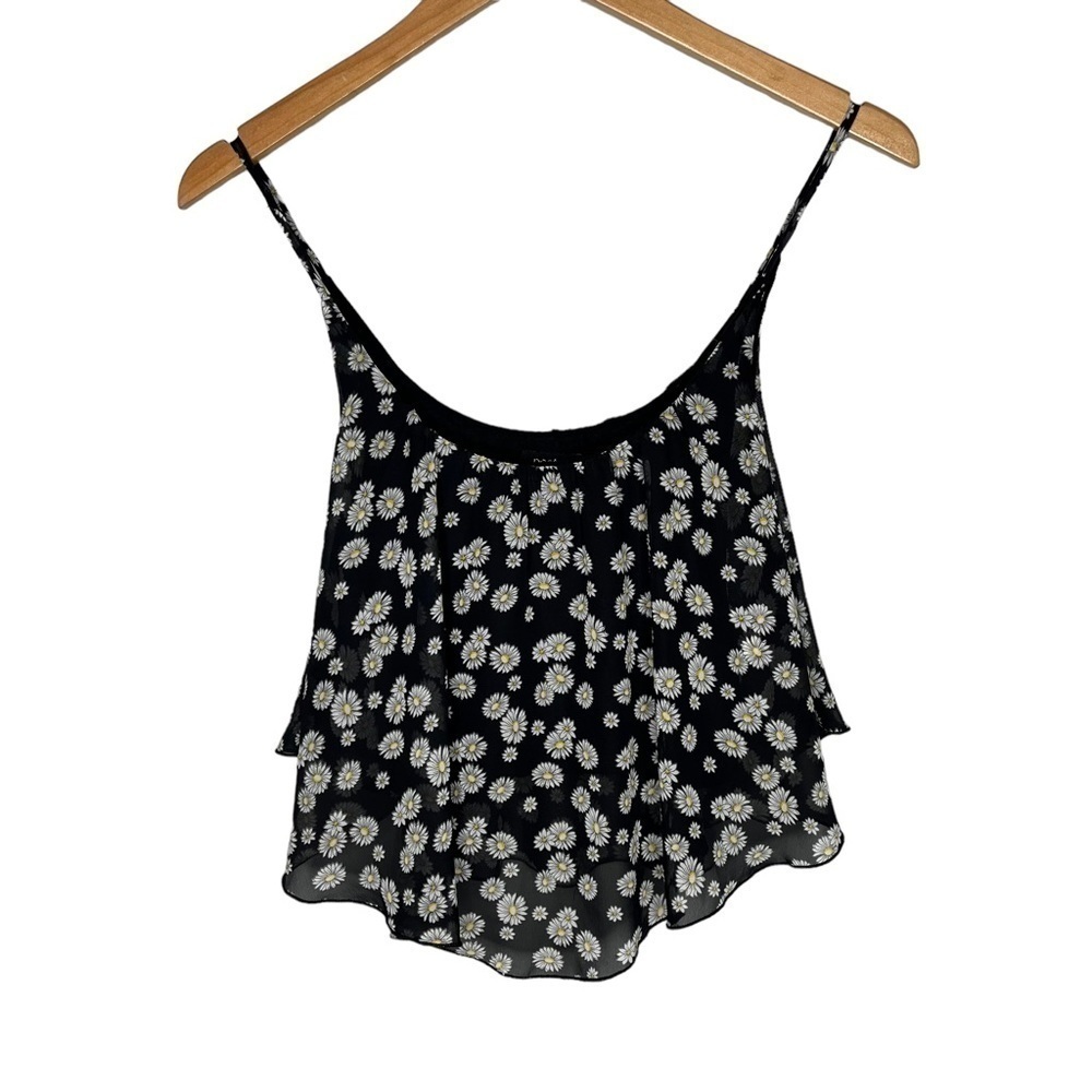 Poetry black white floral camisole crop top Sz M